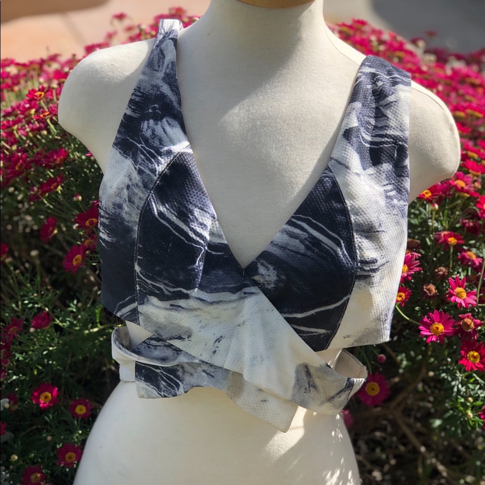 Wrap around marble crop top